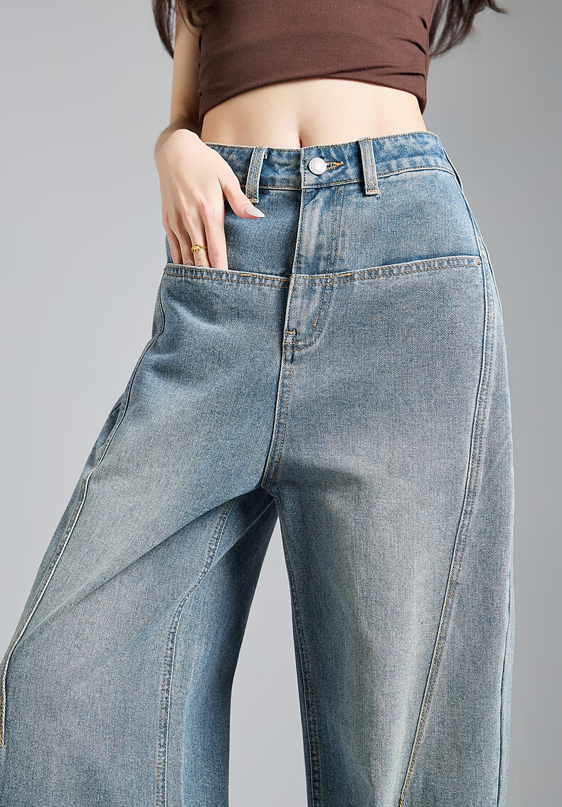 TonLion 2026 Spring Women's Split Denim Pants Medium Denim Blue 25 2