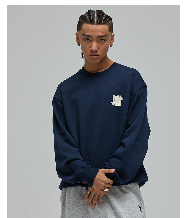 UNDEFEATED Five Stripes Official Autumn New Fashion Casual Sports Letter Pattern Crewneck Sweatshirt Brown S 6