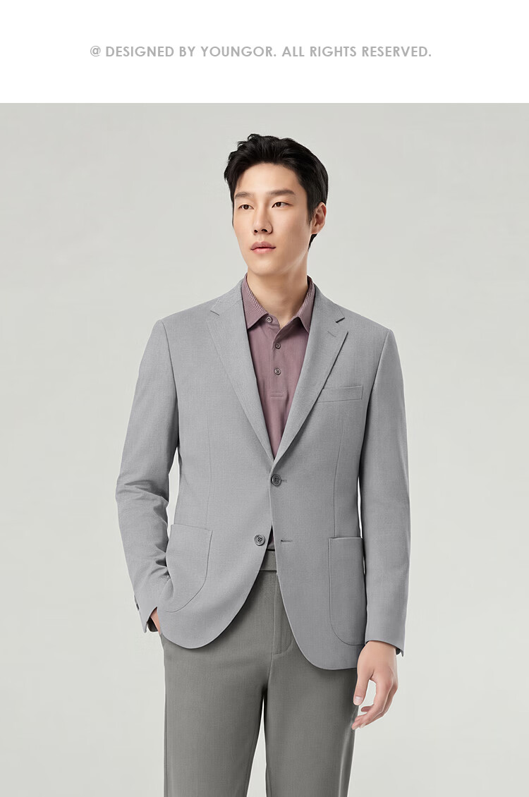 YOUNGOR Spring New Men's Cotton Mulberry Silk Knit Business Casual Blazer 210241F 16