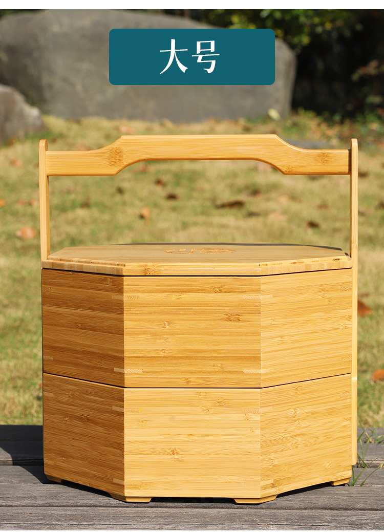 送饭提篮古代送餐盒手提食盒结婚中式多层送菜提盒竹饭盒汉服道具竹本