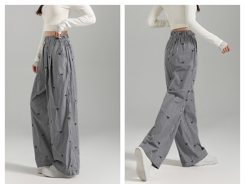 TonLion 2026 Spring Women's Embroidered Casual Pants Light Blue M 15