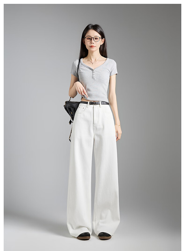 TonLion 2026 Spring Women's Embroidered Denim Pants Off-White 26 9