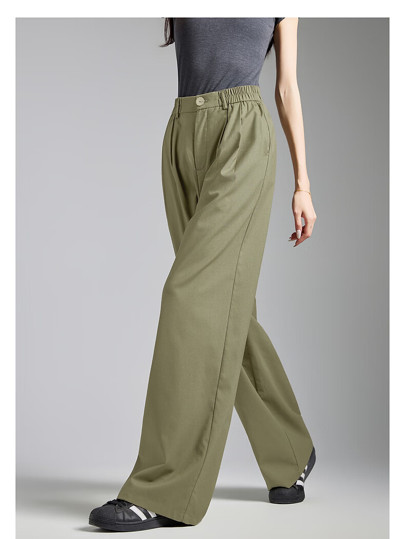 TonLion 2026 Spring Elastic Waist Women's Casual Long Pants Army Green M 19