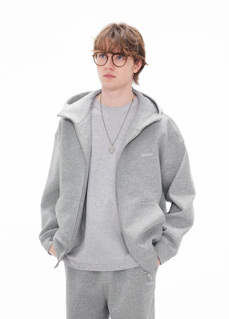 Gxgjeans Men's Multi-Color Simple Loose Casual Sports Hoodie Jacket 26 Spring New Deep Heather Gray M (170) 11