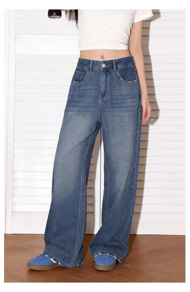 TonLion Women's Wide-Leg Jeans New Spring Autumn Slimming Loose Fit Plus Size Casual High-Waist Tummy Control Versatile Long Pants 11