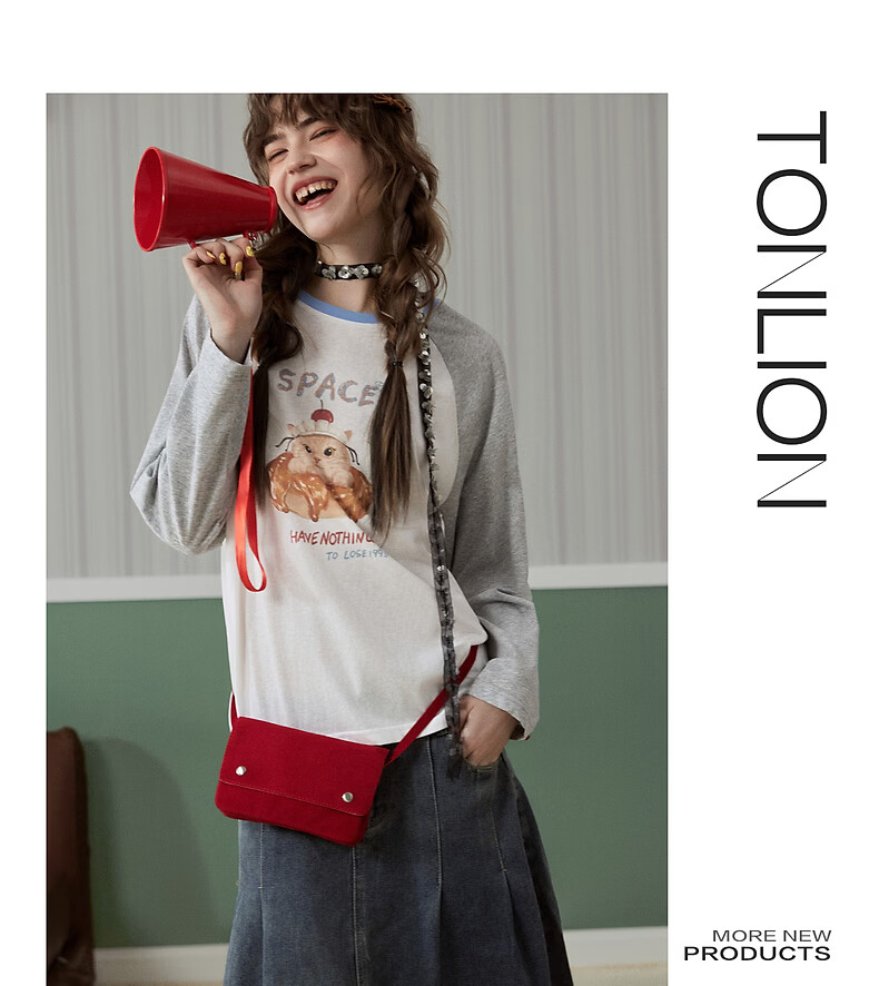 TonLion 2026 Spring Women's Raglan Long Sleeve T-Shirt Light Heather Gray M 7