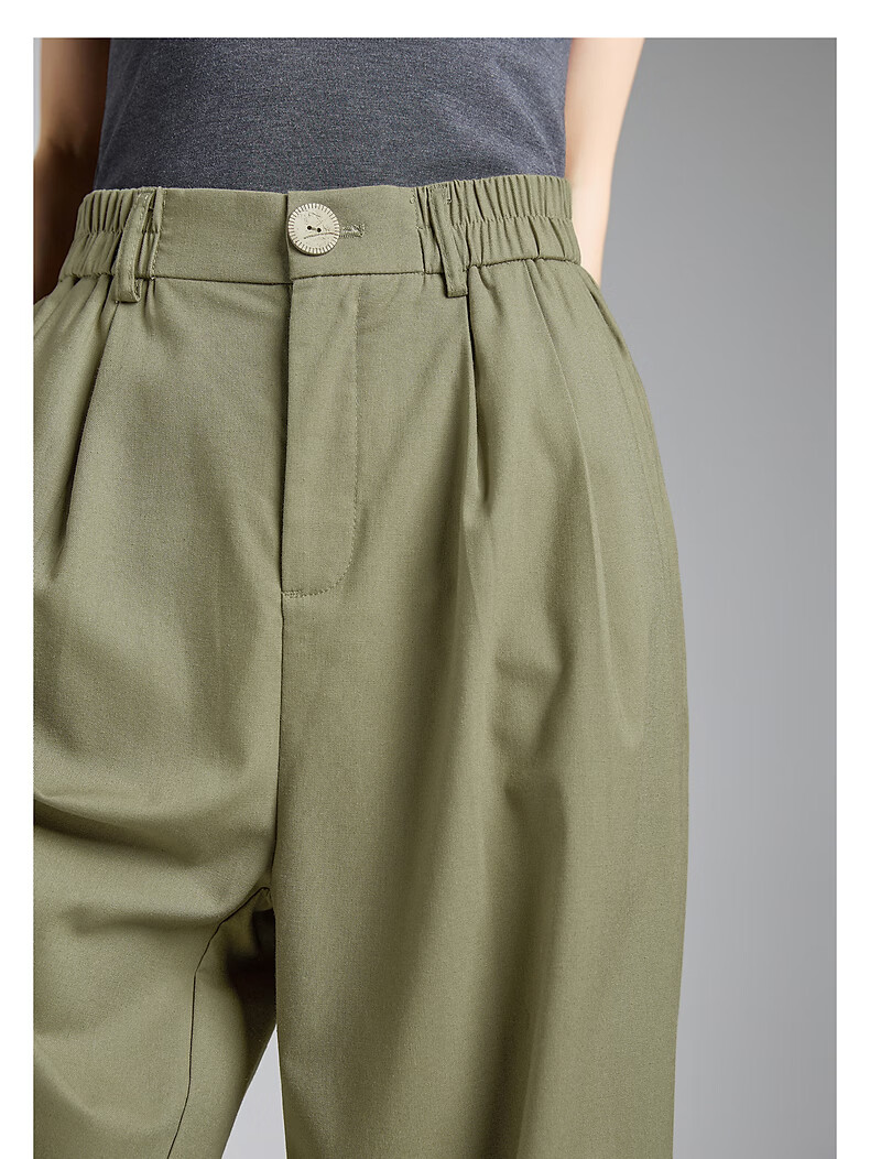 TonLion 2026 Spring Elastic Waist Women's Casual Long Pants Army Green M 21