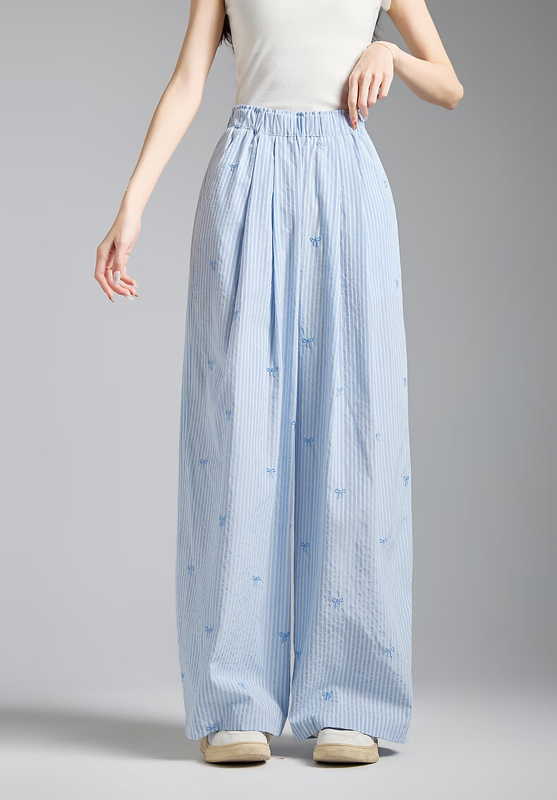 TonLion 2026 Spring Women's Embroidered Casual Pants Light Blue M 17