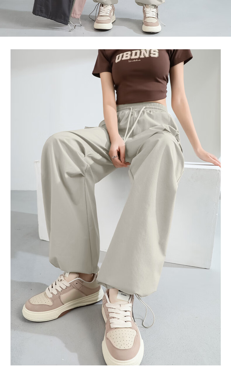 MJ STYLE Women's Casual Straight-Leg Cargo Pants 2026 Summer New Loose Breathable Outdoor Hiking Convertible Sports Trousers 5