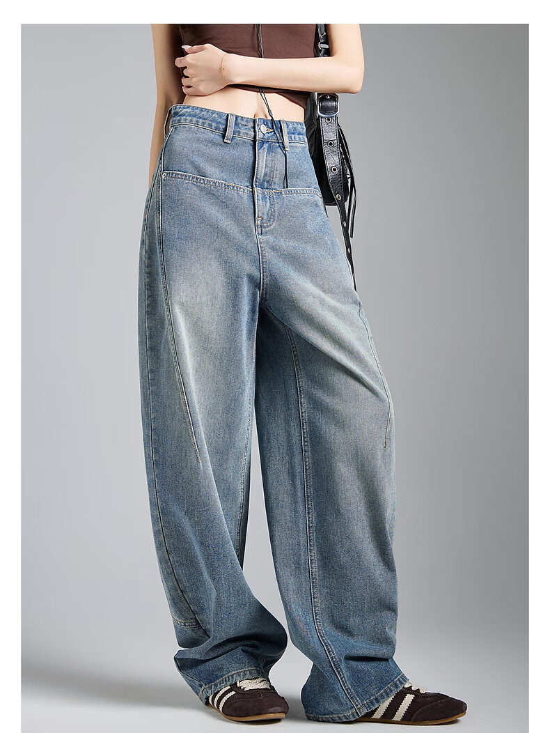 TonLion 2026 Spring Women's Split Denim Pants Medium Denim Blue 25 6