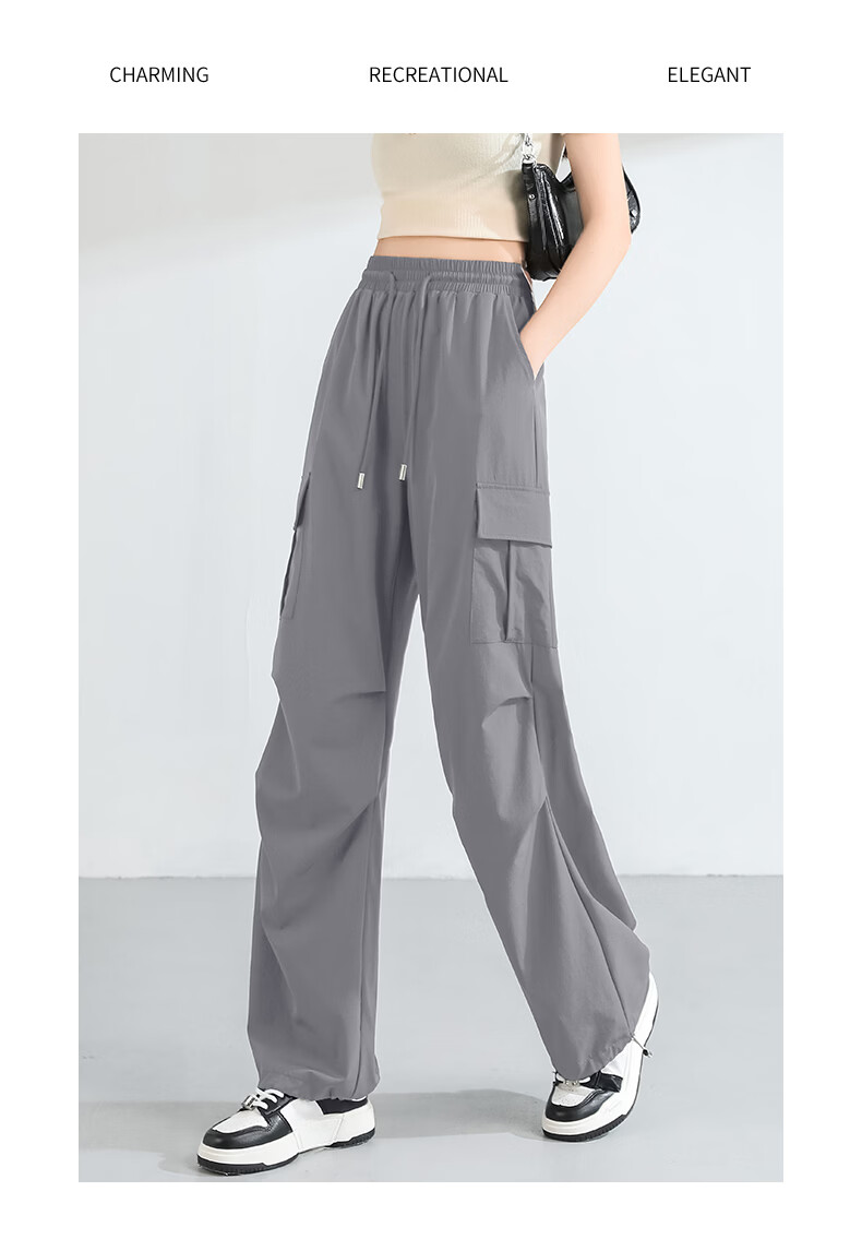 MJ STYLE Women's Casual Straight-Leg Cargo Pants 2026 Summer New Loose Breathable Outdoor Hiking Convertible Sports Trousers 7
