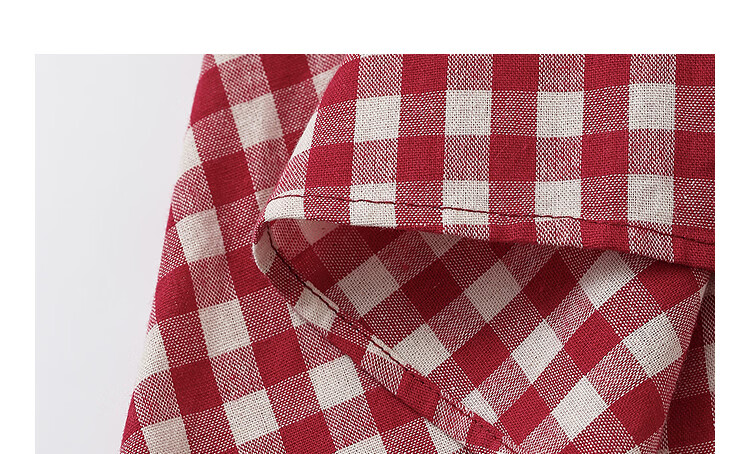 INMAN French Vintage Red Plaid Short Sleeve Shirt 26 Summer New Women's Ruffle Beaded Top Navy Plaid L 35