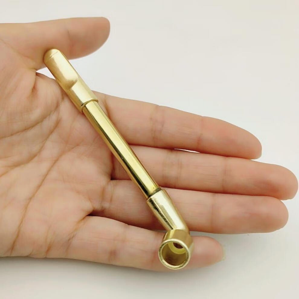 黄铜中小烟杆创意金属烟袋两用卷烟斗烟锅老式烟斗旱烟杆 中玉嘴烟杆