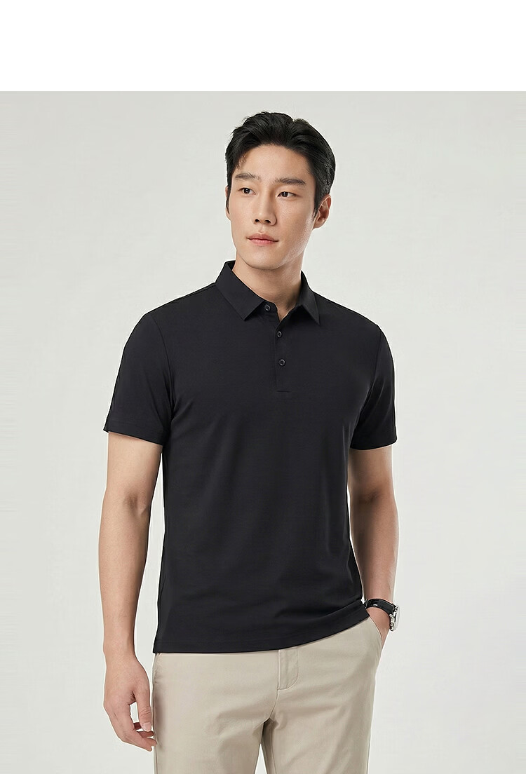 YOUNGOR Men's Summer Short Sleeve Polo Shirt UPF100+ Antibacterial Sun Protection Cooling Business Outdoor Collared T-Shirt 513136D 17