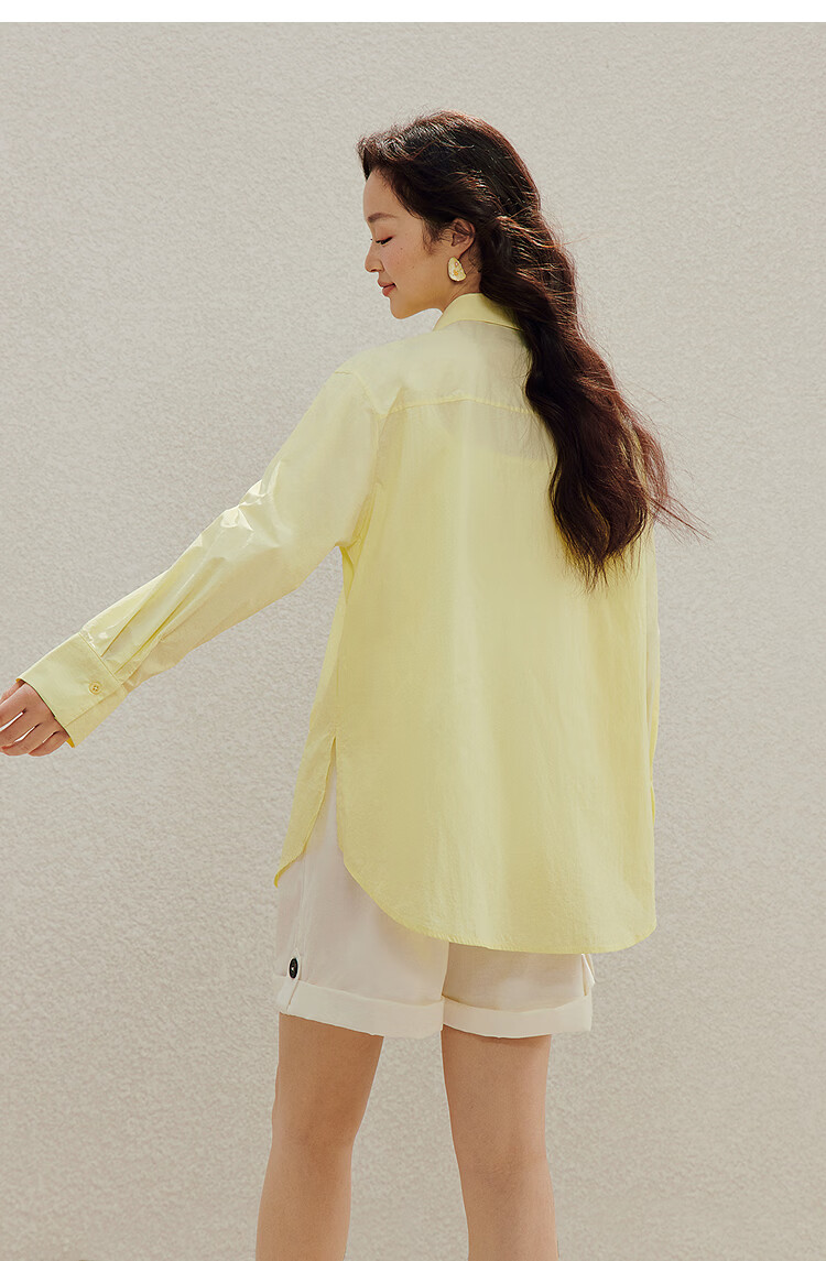 INMAN Simple Shell Beaded Embroidered Long Sleeve Shirt 26 Summer New Women's Commuting Turn-down Collar Top Purple S 24
