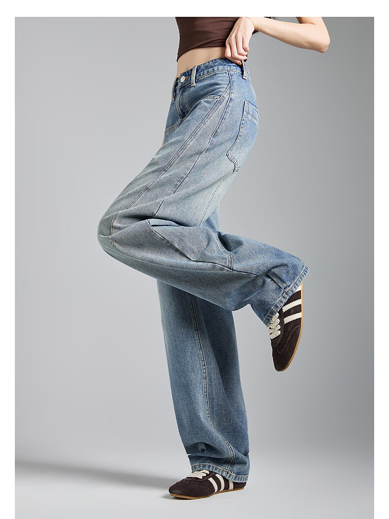 TonLion 2026 Spring Women's Split Denim Pants Medium Denim Blue 25 4