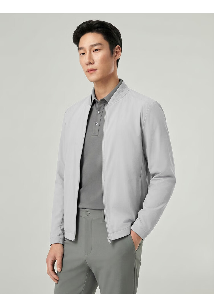 YOUNGOR Men's Spring New Baseball Collar Single Jacket Business Casual Commuting Versatile Outdoor Coat 414959E 17