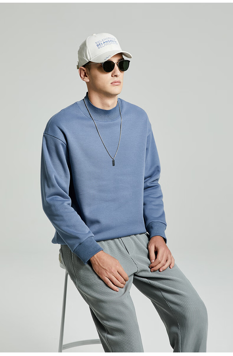 royal palm polo sports club 半高领卫衣男内加绒保暖秋冬上衣纯色中