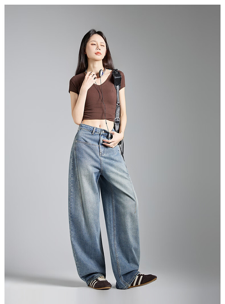 TonLion 2026 Spring Women's Split Denim Pants Medium Denim Blue 25 14