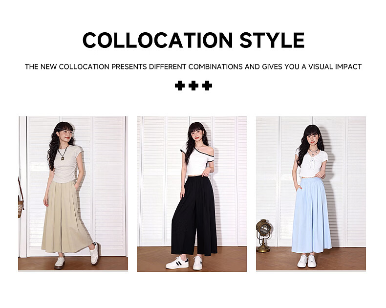 TonLion Cooling Yamamoto Wide-Leg Skirt Pants for Women, Summer New High-Waist Slimming Concealing Draping Thin Breathable Casual Long Trousers 3
