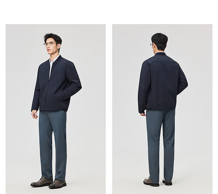 YOUNGOR Men's Spring New Baseball Collar Single Jacket Business Casual Commuting Versatile Outdoor Coat 414959E 20
