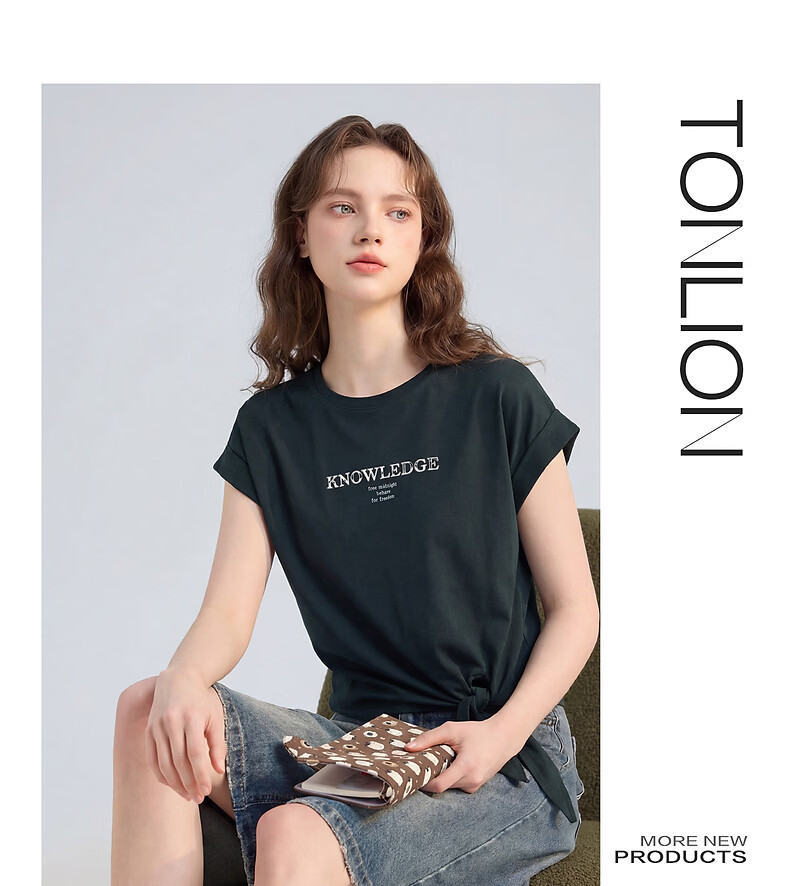 TonLion 2026 Summer New Women's Short Sleeve T-Shirt Unique Hem Design Loose Casual Top 12