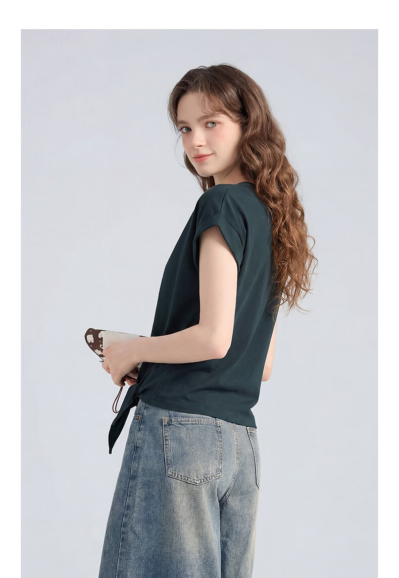 TonLion 2026 Summer New Women's Short Sleeve T-Shirt Unique Hem Design Loose Casual Top 13