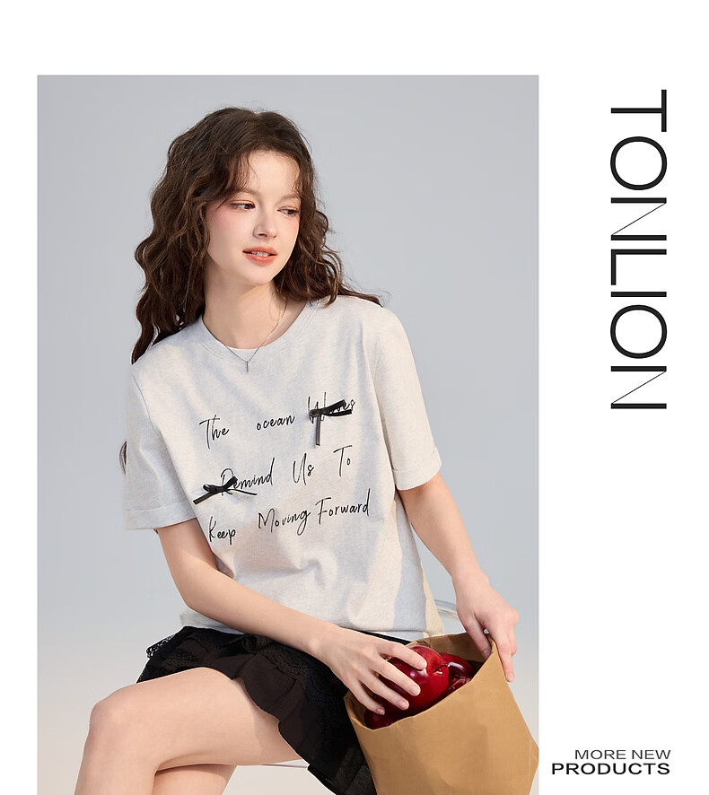 TonLion 2026 Summer New Women's Short Sleeve T-Shirt Korean Style Butterfly Knot Youthful Design Boutique Top 3