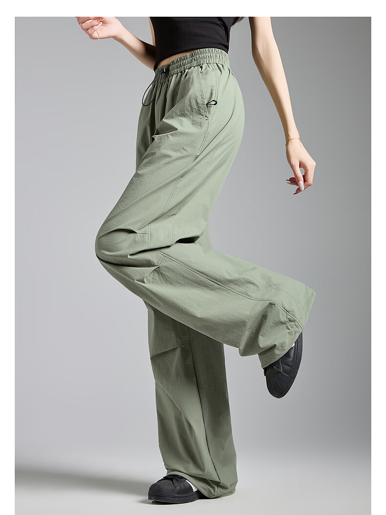 TonLion 2026 Spring Women's Pleated Casual Long Pants Gray Green L 4