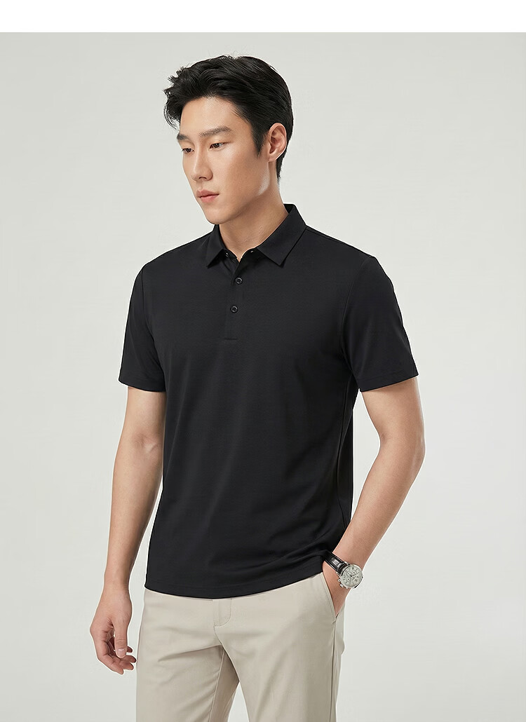 YOUNGOR Men's Summer Short Sleeve Polo Shirt UPF100+ Antibacterial Sun Protection Cooling Business Outdoor Collared T-Shirt 513136D 23