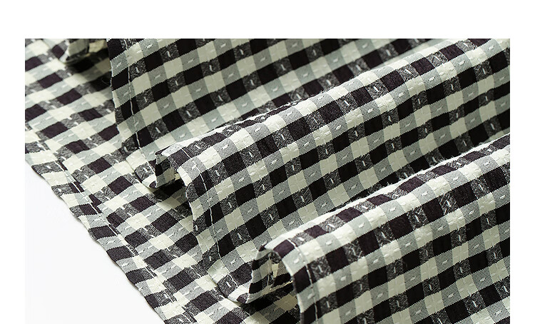 INMAN Plaid Bowknot V-Neck Puff Sleeve Dress 26 Summer New Women's Tie Waist Long Dress Black and White Check S 7