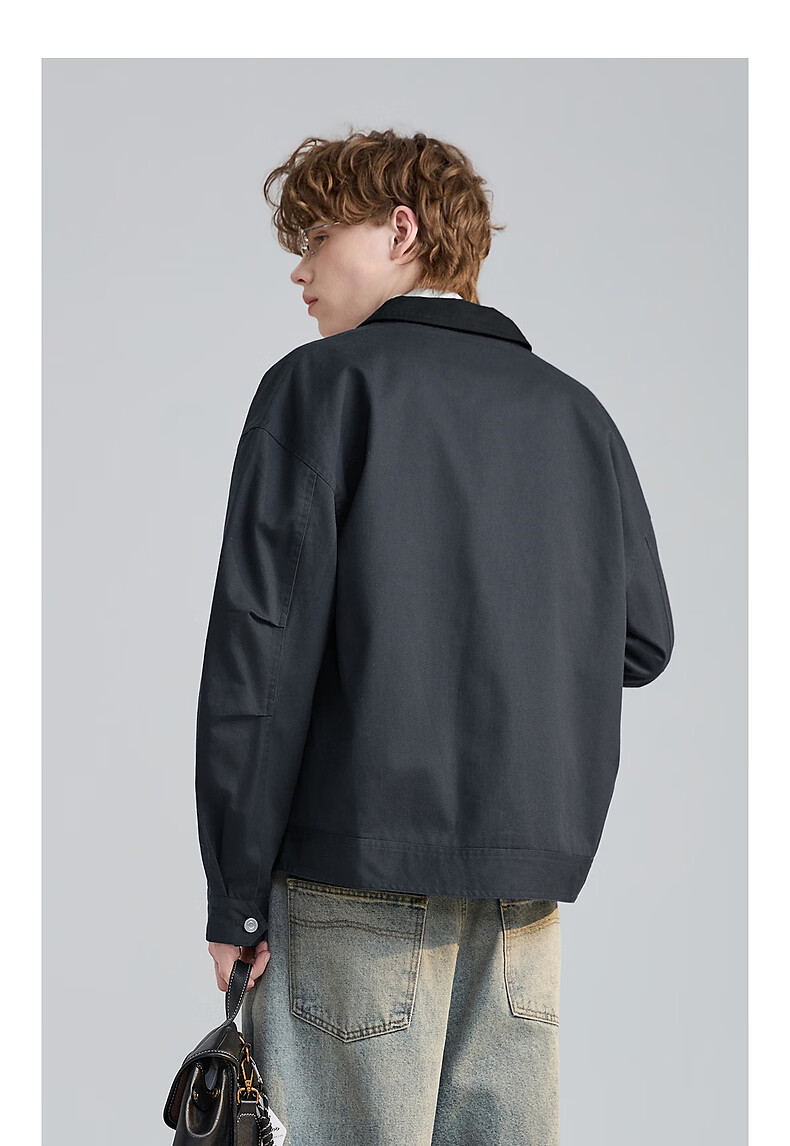 TonLion 2026 Spring New Men's Jacket Lapel Casual Loose Fit Youth Navy Simple Style 9