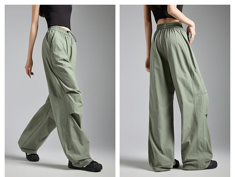 TonLion 2026 Spring Women's Pleated Casual Long Pants Gray Green L 15