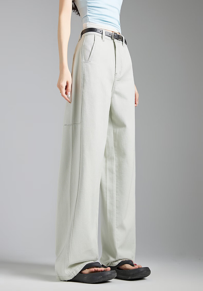 TonLion 2026 Spring Women's Split Denim Pants Light Blue Gray 25 2