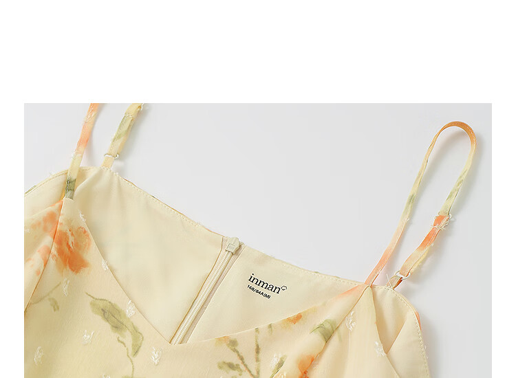 INMAN Floral V-Neck Spaghetti Strap Vacation Dress 2026 Summer Women's New Slim Waist A-Line Long Dress Colorful L 6