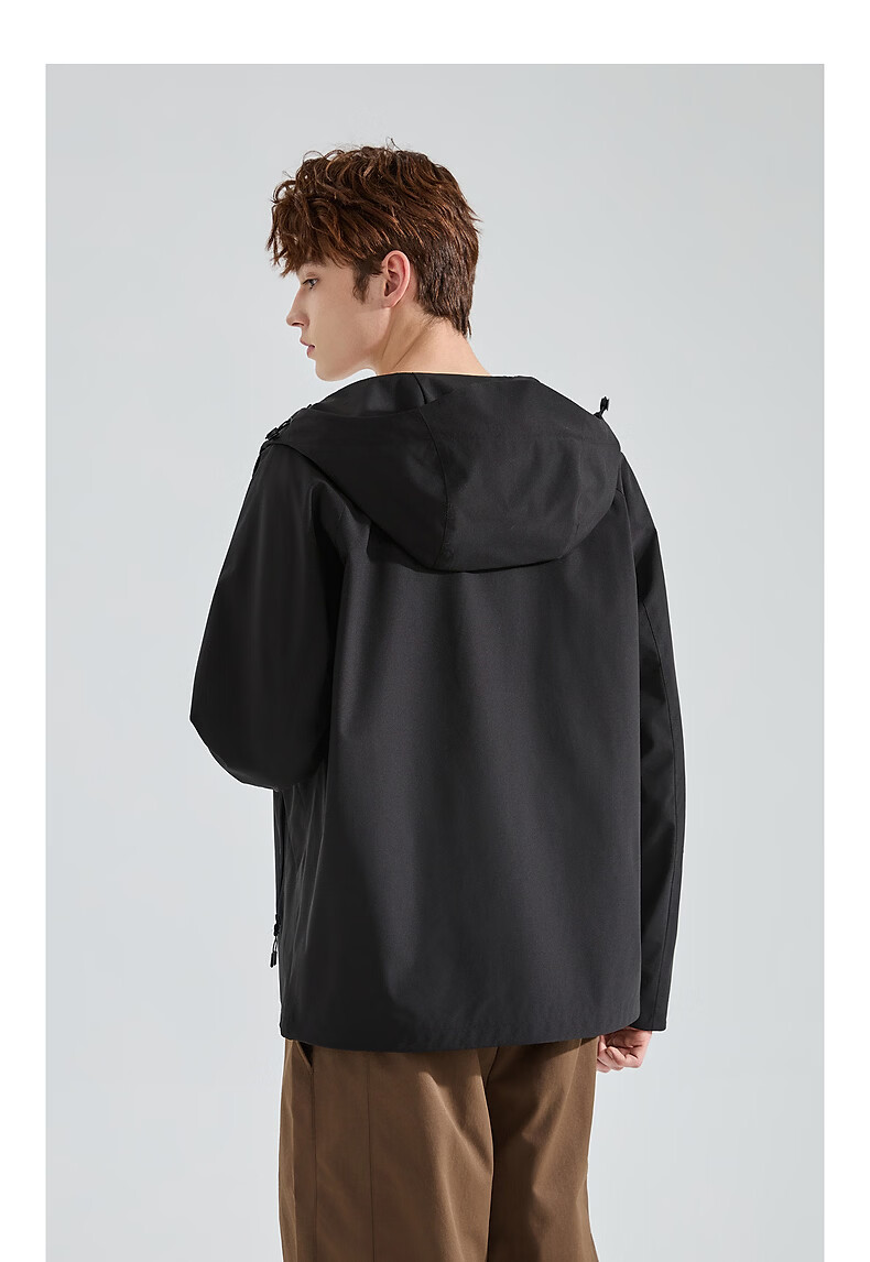 TonLion 2026 Spring New Men's Black Hooded Outdoor Sports Windbreaker Jacket 6