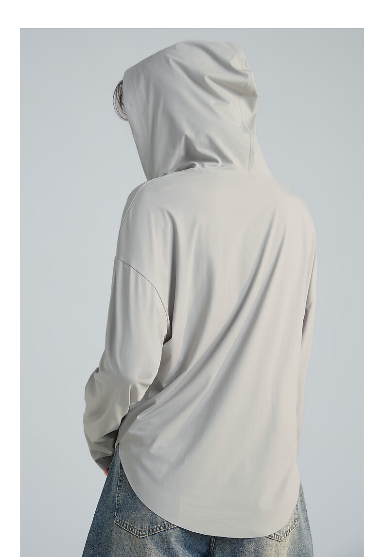 TonLion 2026 Spring Women's Hooded Long Sleeve T-Shirt Light Gray M 9
