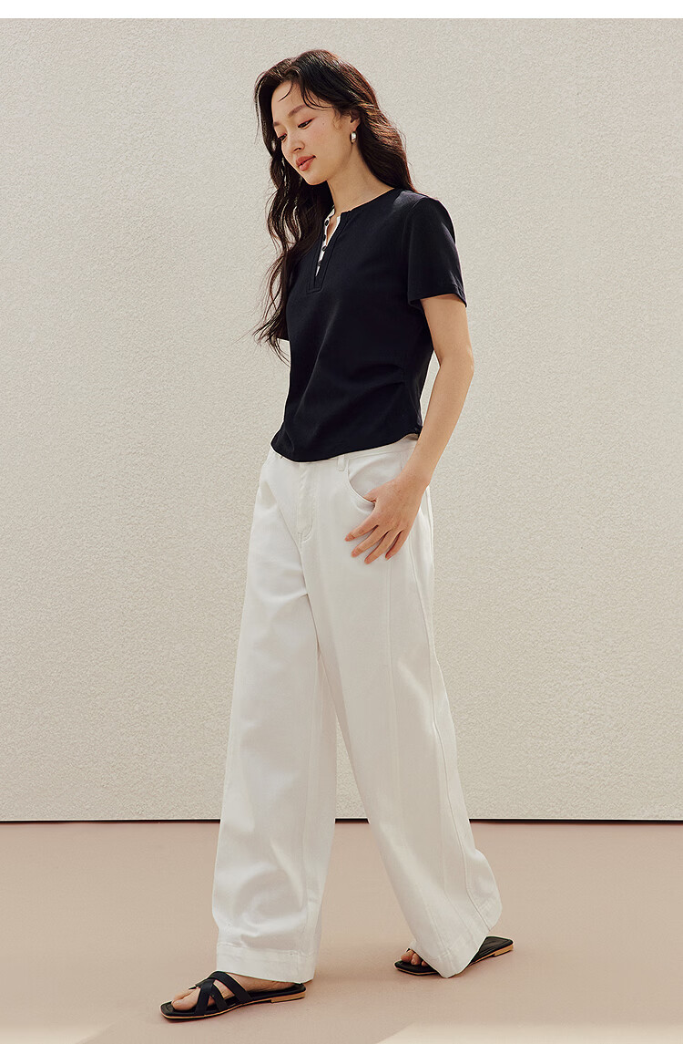 INMAN Vintage Simple White Wide-Leg Jeans 26 Summer Women's New Casual Straight Pants Pearl White 29 11