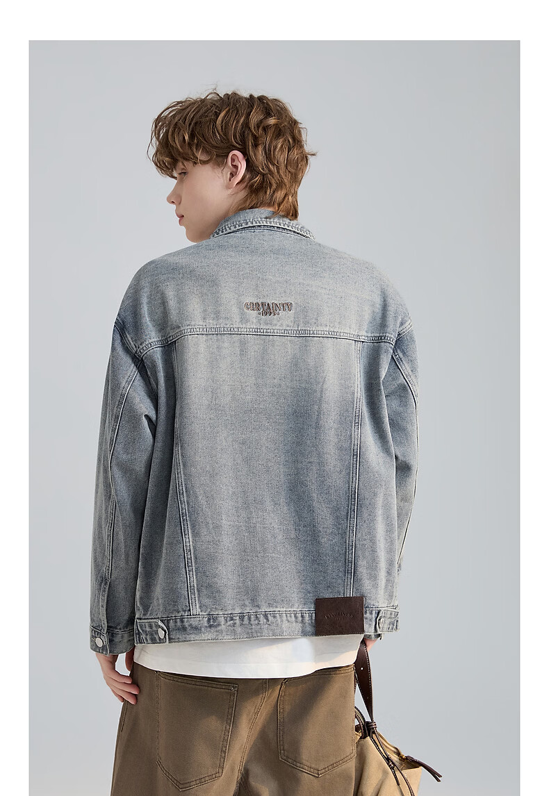 TonLion 2026 Spring New Men's Denim Jacket Lapel American Retro College Style Trendy Men's Top 9