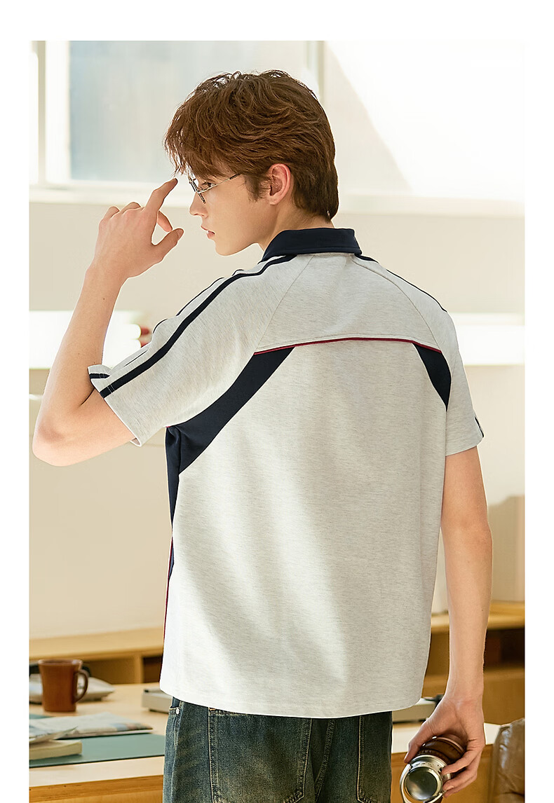 TonLion 2026 New Summer Men's Short Sleeve Polo Shirt Casual American Retro Splicing Fashion Versatile 9