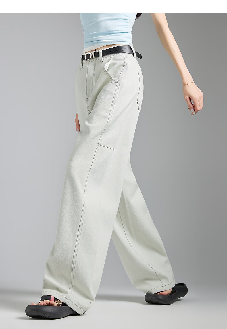 TonLion 2026 Spring Women's Split Denim Pants Light Blue Gray 25 8