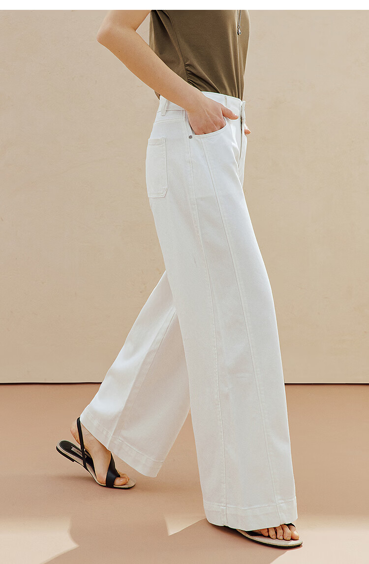 INMAN Vintage Simple White Wide-Leg Jeans 26 Summer Women's New Casual Straight Pants Pearl White 29 12