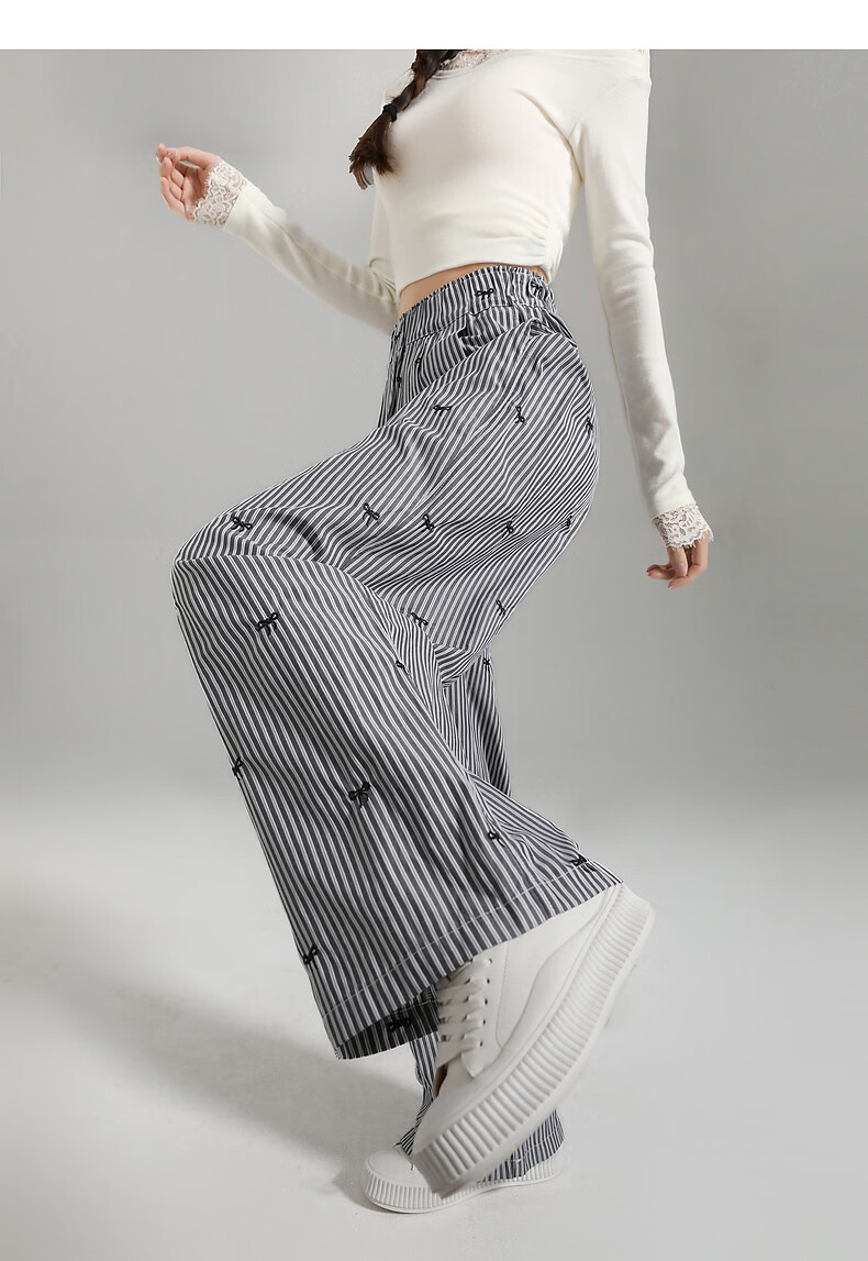 TonLion 2026 Spring Women's Embroidered Casual Pants Light Blue M 8