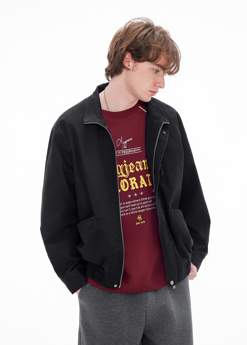Gxgjeans Men's Stand Collar Oversized Workwear Casual Loose Jacket Coat Navy Blue 175/L Spring 2026 New Arrival 8