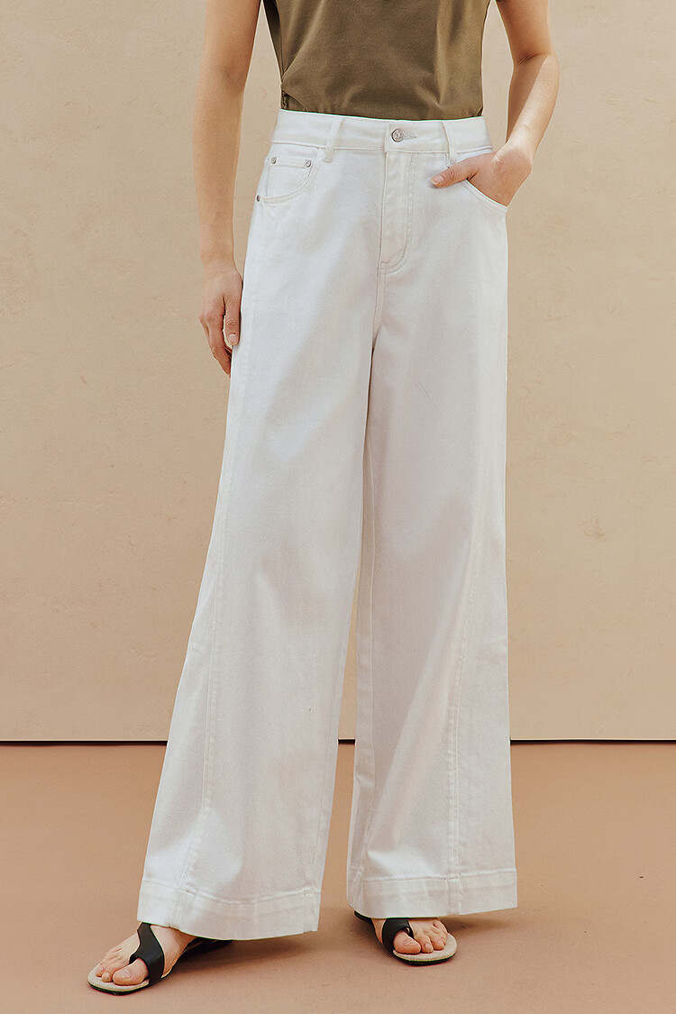 INMAN Vintage Simple White Wide-Leg Jeans 26 Summer Women's New Casual Straight Pants Pearl White 29 2