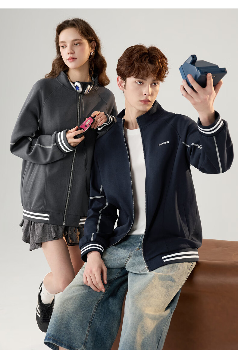 TonLion 2026 Spring New Couple Jackets Unisex Stand Collar Simple Commuter Style Unique Design Casual Loose Fit 16