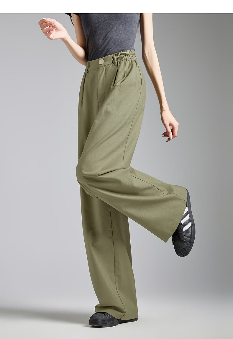 TonLion 2026 Spring Elastic Waist Women's Casual Long Pants Army Green M 23