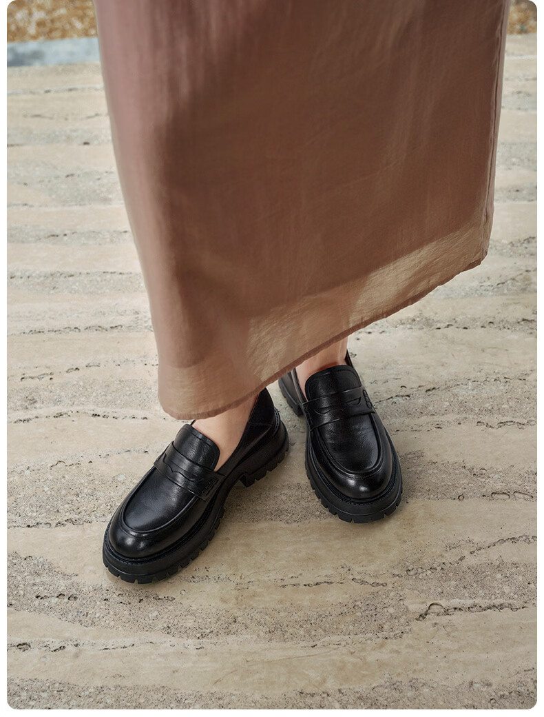 Bata Women's Loafers Spring 2026 New Retro British Style Leather Shoes Black Size 37 9
