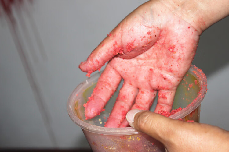 用红虫蚯蚓的手