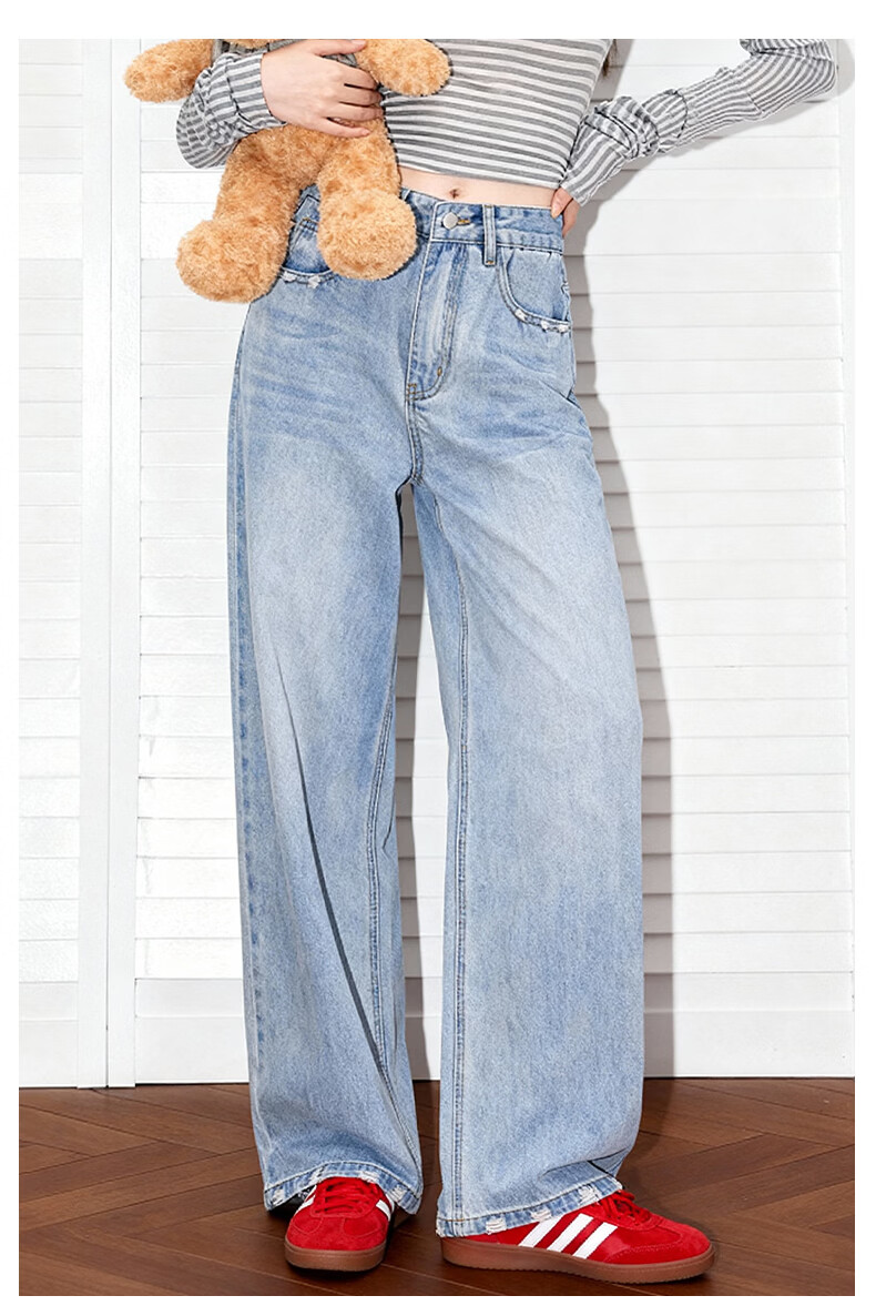 TonLion Women's Wide-Leg Jeans New Spring Autumn Slimming Loose Fit Plus Size Casual High-Waist Tummy Control Versatile Long Pants 9